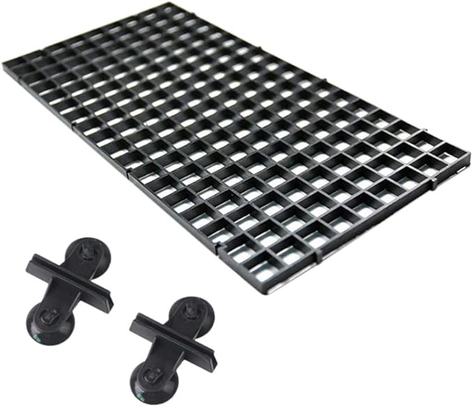 POPETPOP 4 Pcs Aquarium Divider Tray - Grid Isolate Board Divider Fish Tank Bottom Grid Egg Crate with 8 Pcs Sucker Clip - Black