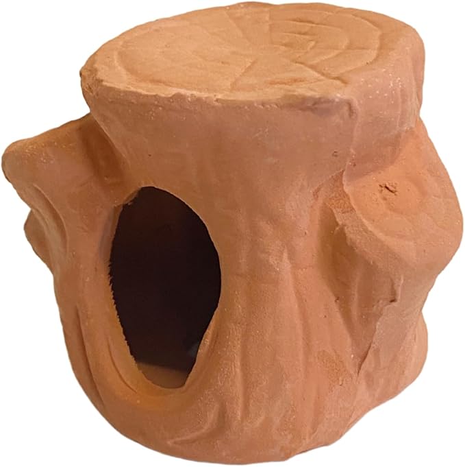 Ceramic Aquarium Ornament Decor Fish Hide for Fresh or Saltwater Aquariums - Stump (3.5" x 2.5" x 2.75")