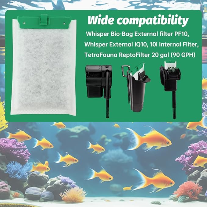 8 Pack Medium Replacement Filter Cartridges Compatible with Tetra Whisper Bio-Bag Filters for TetraFauna ReptoFilter 20 gallons (90 GPH) and Tetra Whisper Filters 10i/IQ10/PF10