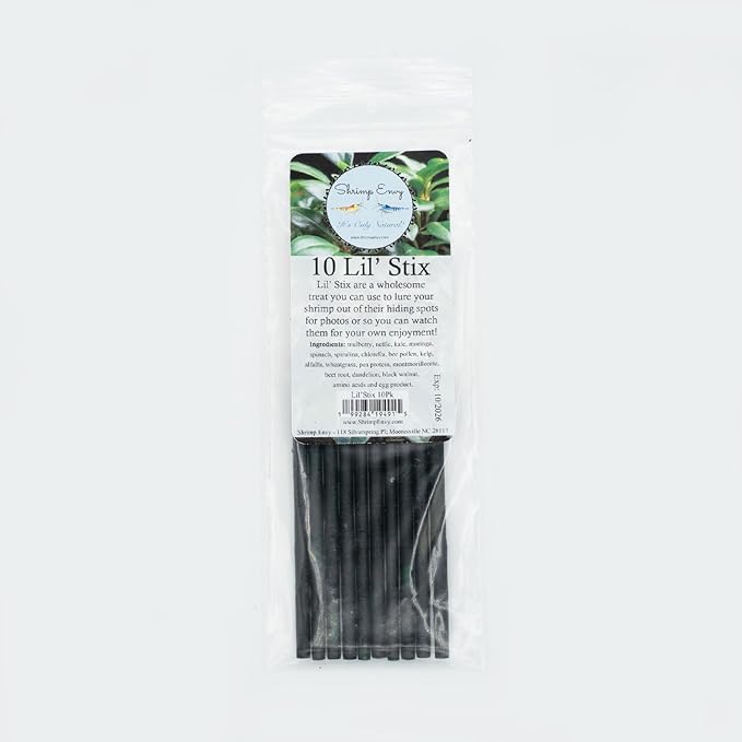 Shrimp Stix by ShrimpEnvy - Aquarium Lollies Food for Fish Snail Crab Invertebrates (Lil' Stix (10pcs x 4 inches))