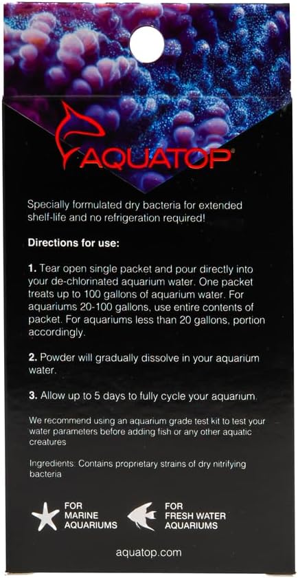 Aquatop Dry Nitrifying Bacteria 6 Packets/Box for Quick Aquarium Cycling
