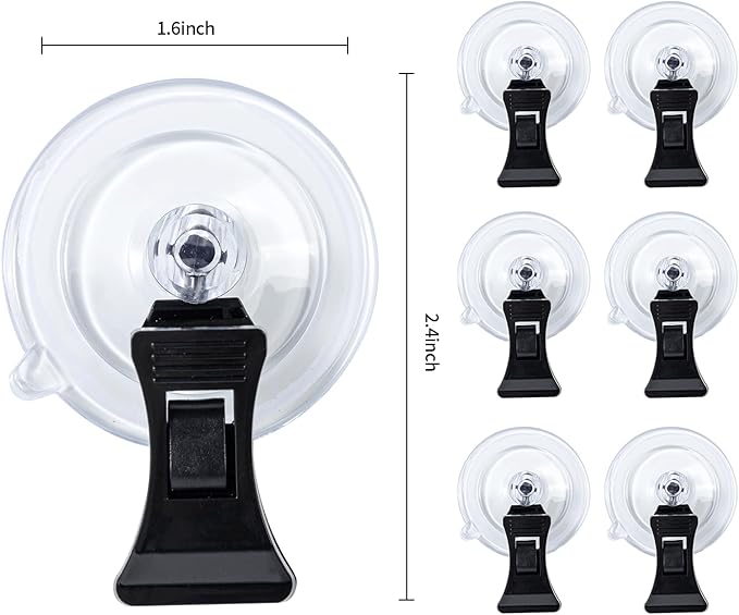 SLSON Fishes Veggie Seaweed Plant Suction Cup Clip Feeding Tool Feed Holder Aquarium Accessories for Fish Tank Fish Feeder Clips (6Pack Black)