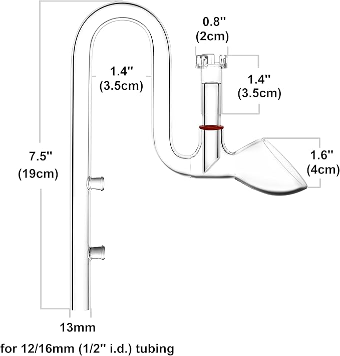 Mini Skimmer Lily Pipe Outflow and Inflow Kit for Nano Planted Tanks (13mm for 1/2'' i.d. (12/16mm) tubing)