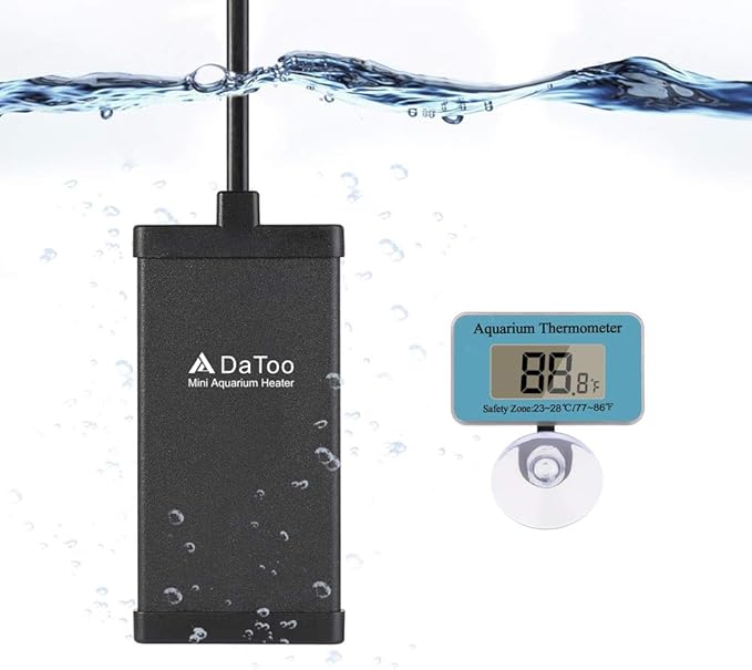 DaToo 30 Watt Small Aquarium Heater Mini Betta Flat Fish Tank Heater for 3 Gallon 5 Gallon