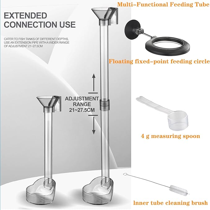 Aquarium Feeding Set - Fish & Shrimp Dish, Directional Feeding Tube, Cleaning Brush