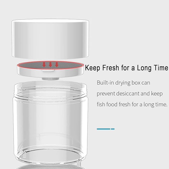 COYEUX 500ML Automatic Fish Feeder, 50g Adjustable Fish Feeder, LED Screen Smart Memory, for Most Types of Fish Food, Auto Feeding On Vacation or Holidays