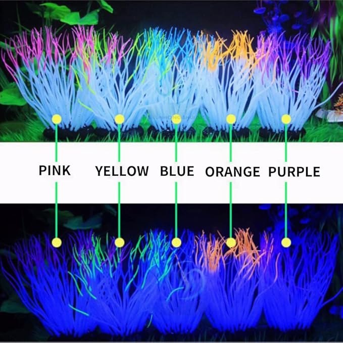 Pssopp Simulation Silicone Luminous Sea Anemone Ornament Artificial Plant Simulation Sea Anemone for Aquarium Fish Decoration with Suction Cup(Green)