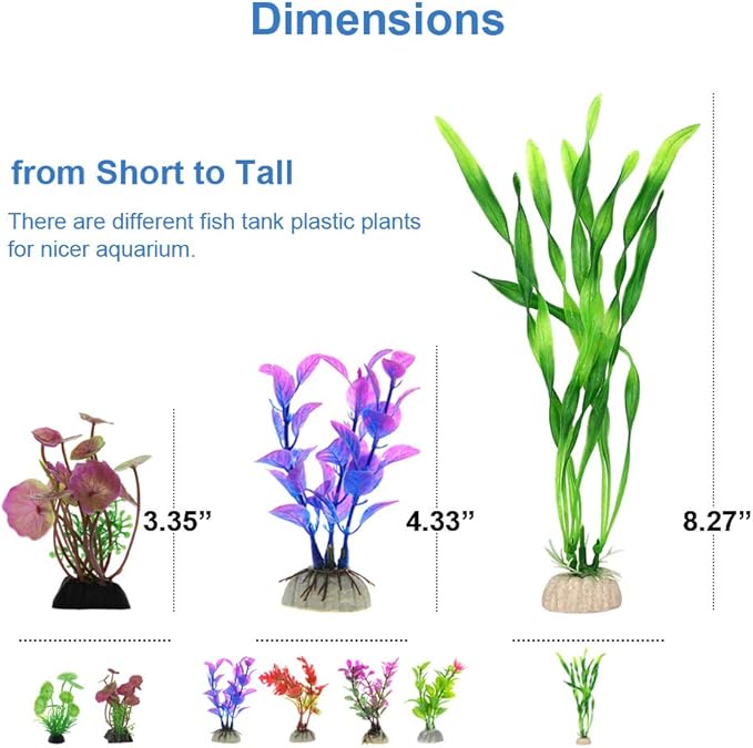 Aquarium Decorations Set, Fish Tank Decor with Artificial Plants and Resin Ornaments, Betta Fish Tank Accessories for Small Tanks, Soft Safe Plastic Plants with Hideout Cave Décor(Ornaments set #2)