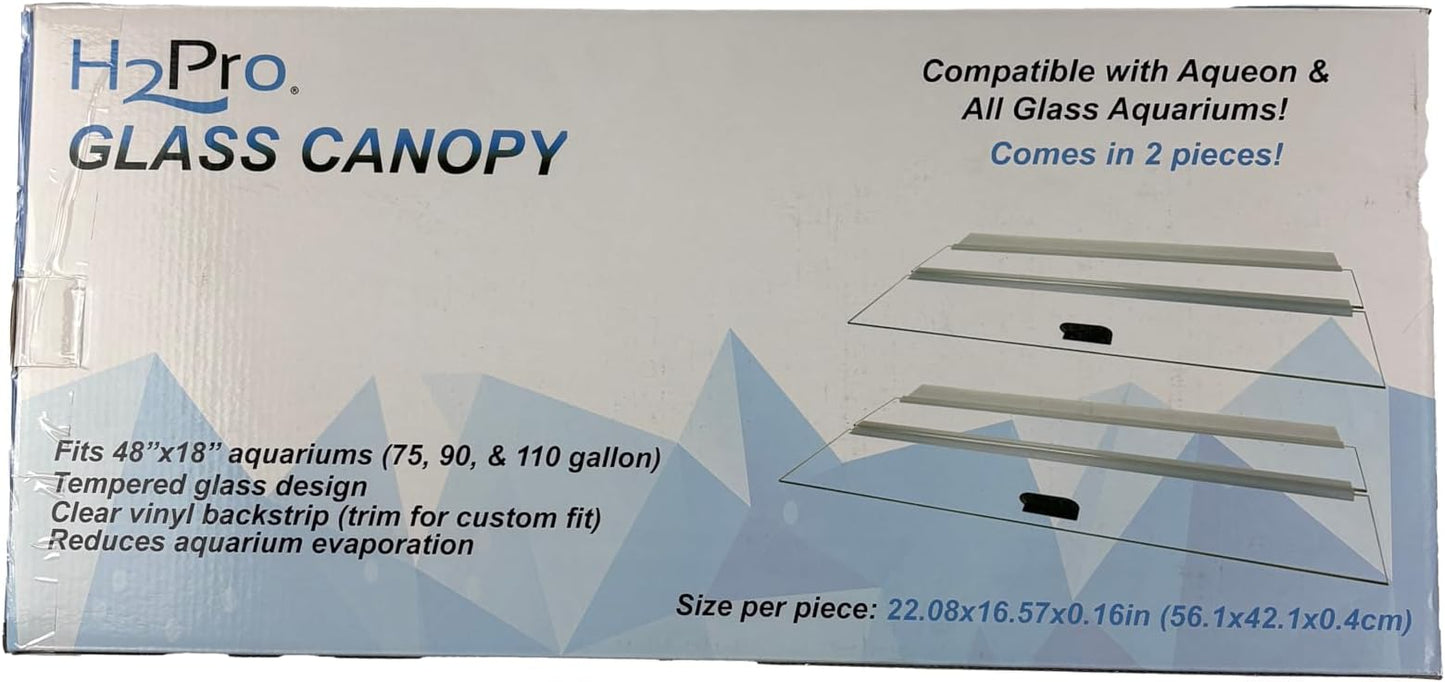 H2Pro Glass Canopy Aquarium Lid for Fresh & Saltwater Fish Tanks (A48GT for Aqueon 75/90 / 110 Gallon Aquariums)
