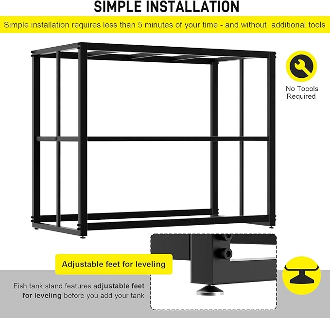 Likeem Fish Tank Stand Metal Aquarium Stand 40 Gallon Aquarium Turtle Tank 36.5" x 18.5" x 29.5"
