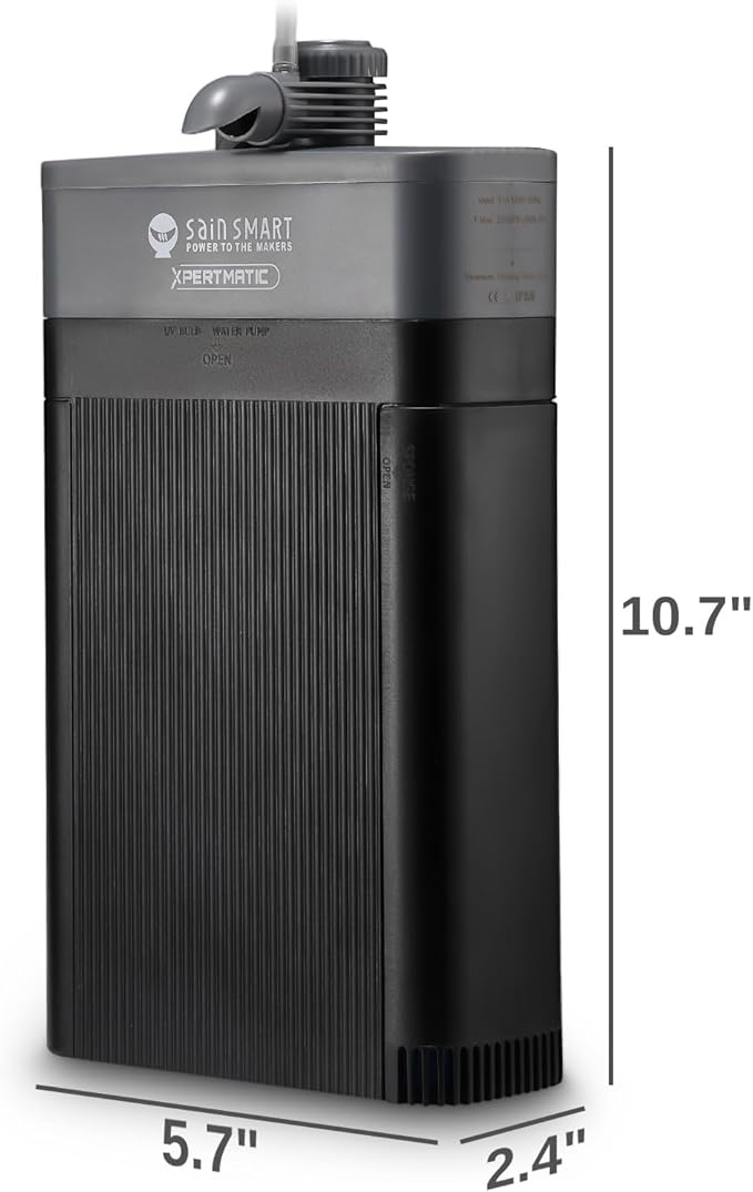 XpertMatic Aquarium Filter 220GPH, Built-in 9W Clean Light, Submersible Powerful Pump for 20-50 Gallon Tank, Fish Tank Filter, Double Filtration Design, for Pond Turtle Tank Saltwater Freshwater