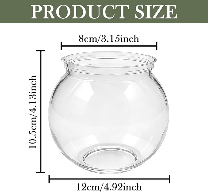 8 Pack Plastic Fish Bowls, 27 Oz Plastic Ivy Bowls, Unbreakable Vases Bowls for Table Centerpieces, Heavy Duty Drink Cups for Party Favors, Home Decor, Candy, Clear
