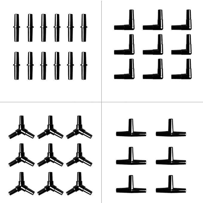 Aquarium Airline Tubing Connectors I T L Y 40pcs Fish Tank Air Tube Adapters for 3/16 '' Air Line Hose (Black)