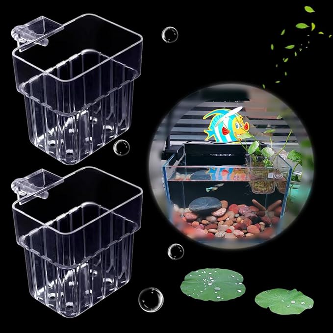 2 Pieces 6 Holes Aquarium Plant Holder Clear Acrylic Fish Tank Planter Cup Hanging Water Plants Pot for Aquarium Decor Plant Cultivation Aquarium Decorations