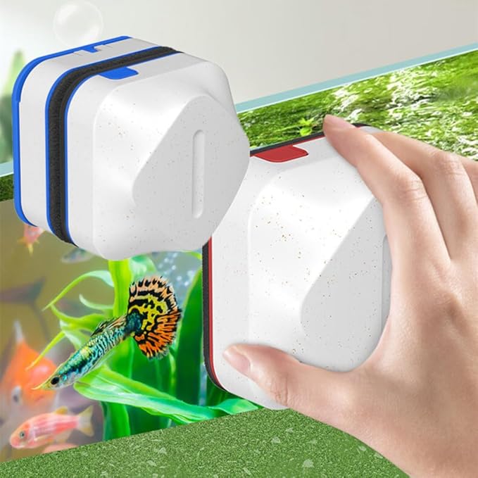 Magnetic Fish Tank 2-in-1 Clean Brush & Feeding Ring Eco Care Kit Aquarium Dirt Remover for Small Glass