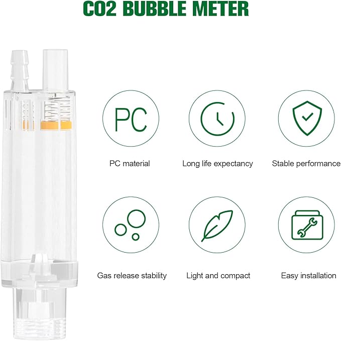Co2 Bubble Counter, with Check Valve, for Threaded Connection of Co2 Generator Regulator Planting Aquarium