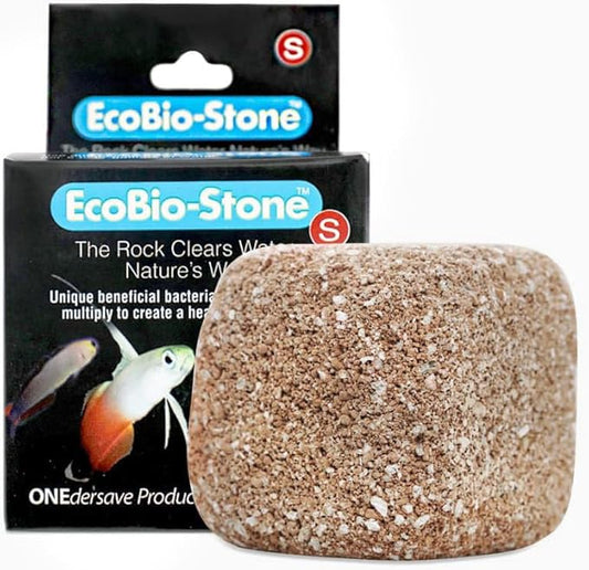 EcoBio-Block Natural Volcanic Rock for Aquarium Water Clarity & Balance — Low-Maintenance Alternative to Weekly Additives — for Freshwater Fish, Turtles, Shrimp & Frogs (Small, 8-16 gal)