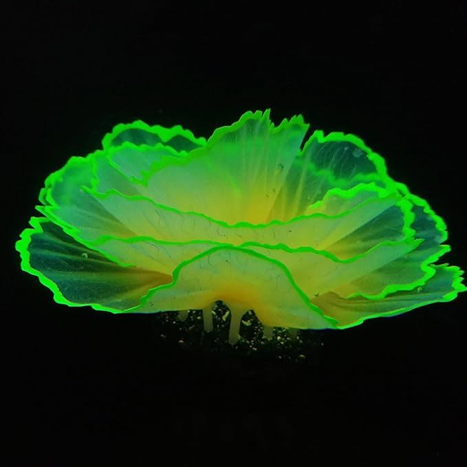 Aquarium Coral Ornament Glowing Effect Coral Decor Resin Fish Tank Plants Decoration for Aquarium Tank Landscape(Yellow)