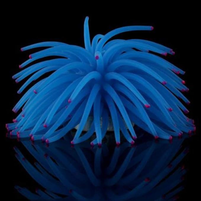 Artificial Soft Anemone Coral Plant for Aquarium Fish Tank Decoration Silicone Aquarium Ornament, Blue