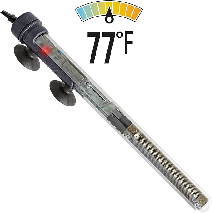 Sicce Scuba 100 Watt Aquarium Fish Tank Heater Preset at 77℉ for Up to 35 Gallons | 100W Submersible for Marine Saltwater and Freshwater | Run Dry Protection