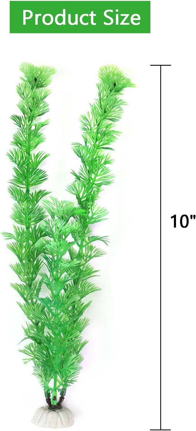 AQUANEAT Fish Tank Plants Plastic, Aquarium Decorations, 10Inch Tall Fake Accessories, 10packs