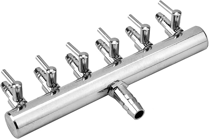 Yosoo Health Gear Air Valve, Air Splitter, Aquarium Air Valve, Stainless Steel Aquarium Fish Tank Air 8mm Turn to 4mm Splitter Control Valve(8 to 4mm six-Hole shunt)