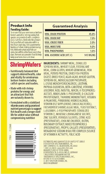 Tetra ShrimpWafers Complete Diet for Catfish and Loaches 3 Ounce