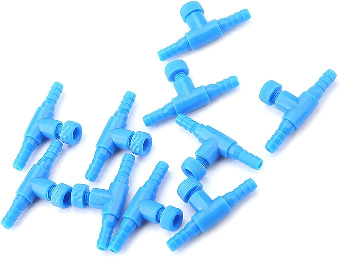 10Pcs 3 Way Aquarium Air Pump Control Valves Plastic Fish Airflow Control Valves Aquarium T-shape Inline Tubing Connectors
