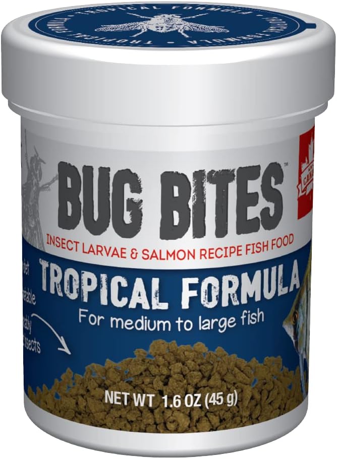 Fluval Bug Bites Tropical Fish Food, Large Granules for Medium to Large Sized Fish, 1.59 oz., A6578
