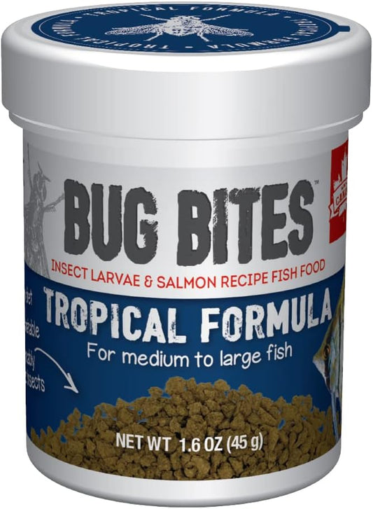 Fluval Bug Bites Tropical Fish Food, Large Granules for Medium to Large Sized Fish, 1.59 oz., A6578