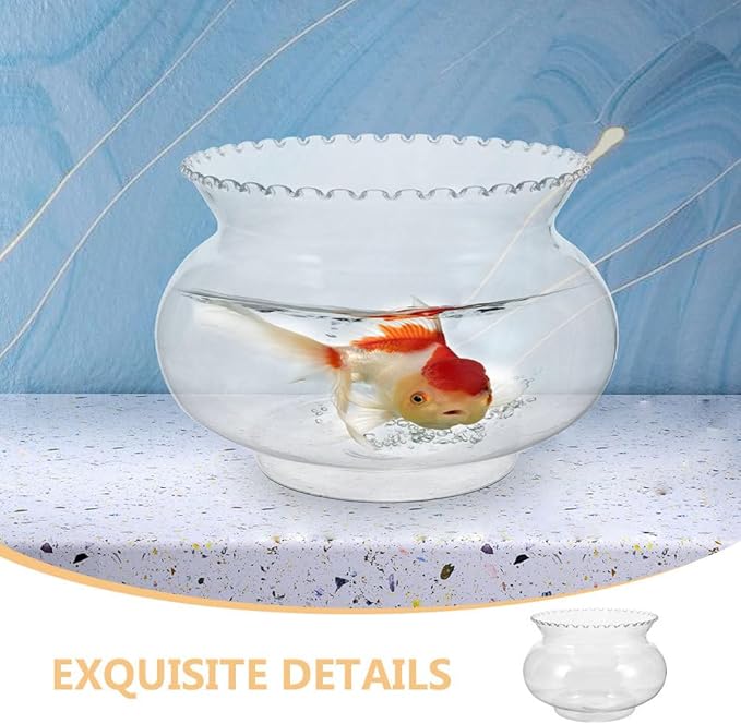 Cabilock Small Plastic Fish Bowl 7.28 Inch Clear Round Aquarium Tank for Goldfish Betta Fish Turtle Home Desktop Decor 2200Ml