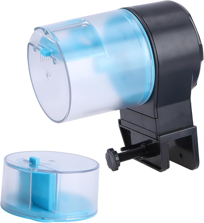 SUPVOX Automatic Fish Feeder for Aquarium Timer Food Dispensing for Flakes Pellets and Crumbles Battery Operated Batteries Not Included