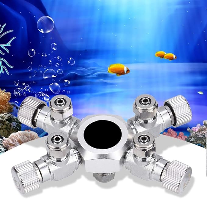Zerodis CO2 Splitter Multi Ways Distributor CO2 Multi Pass Splitter Aquarium Regulator CO2 Splitter Valve for Fish (4 Ways)