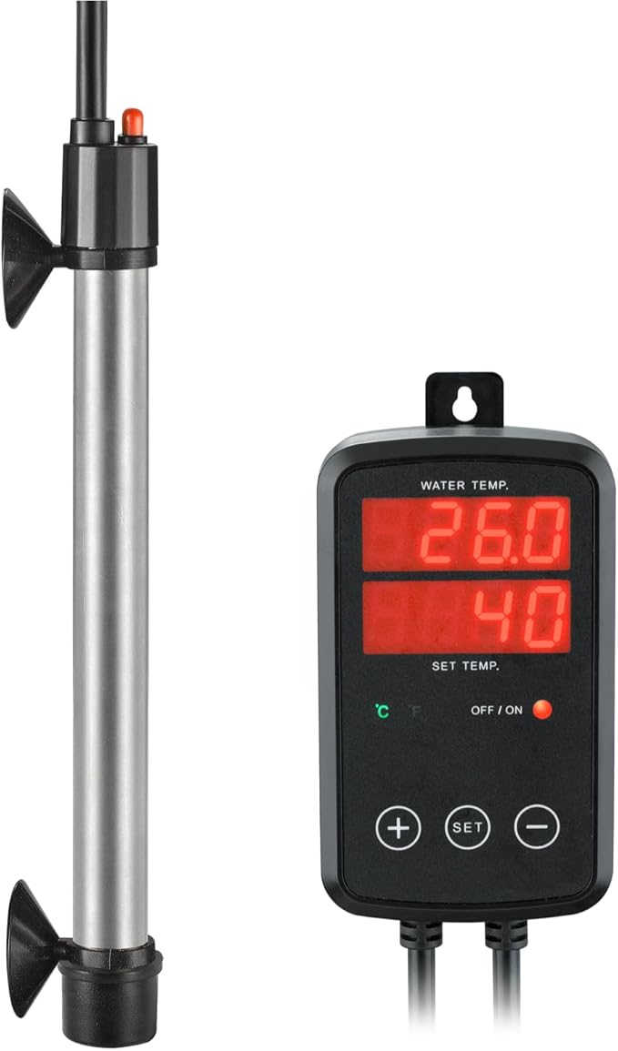 Titanium Aquarium Heater 200W, Submersible Fish Tank Heater with Digital Display Temperature Controller, 0℃-40℃ Adjustable, Fast Heating for 20 ~ 40 Gal Saltwater Freshwater Fish Tank, MX-9016(200W)