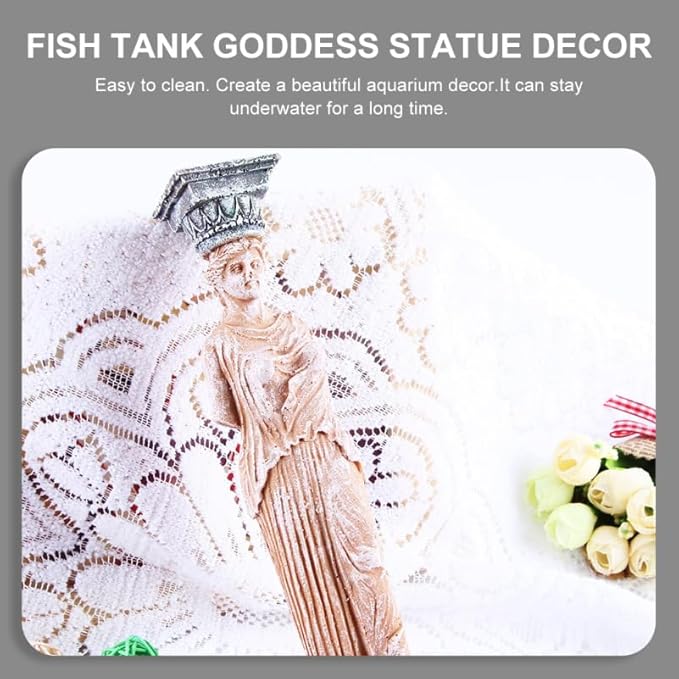 POPETPOP 2 Pcs Greek Aquarium Decorations: Fish Tank Resin Large Goddess Statue, Aquarium Statue Decorations Roman Pillar Sculpture for Fish Tank Home Decor (8.26 Inch)