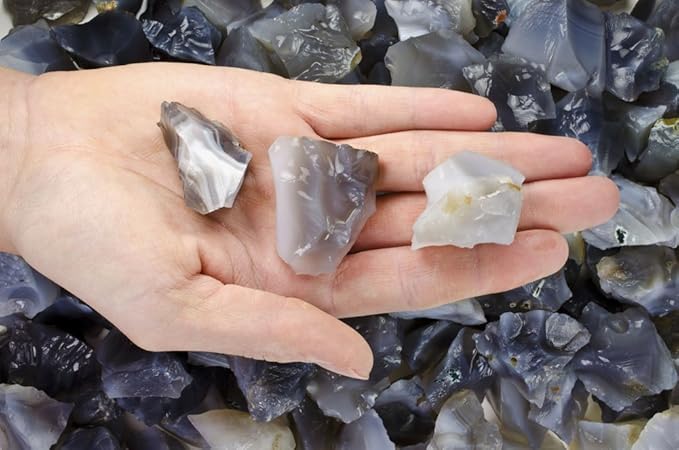 Fantasia Materials: 18 lbs Grey Agate Rough Stones from India