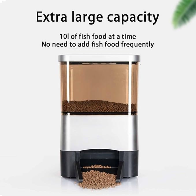 Automatic Fish Feeder - 10 L Large Capacity Vacation Timer, Moisture-Proof Outdoor Koi Fish Feeder, Support WiFi and Solar Panel Charging, for Fish Pond for Fish Tank