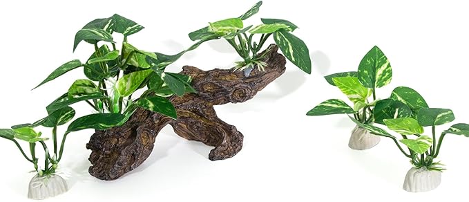4PCS Driftwood Cave Aquarium Decor Silk Aquarium Plants for Betta Fish Tank Decorations