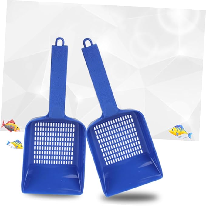 GANAZONO Water Leakage Sand Shovel for Fish Tank Blue Aquatic for Sifting and Waste Removal for Aquarium Maintenance and Landscaping