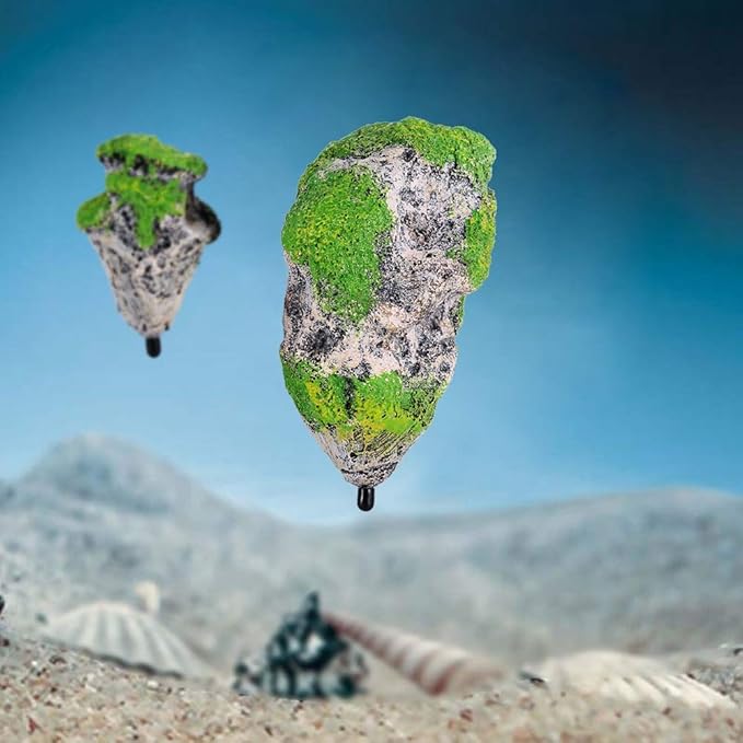 Zerodis Artificial Suspended Rock,Floating Moss Rocks Resin Stone Decorations Flying Suspended Stone Decoration(S)