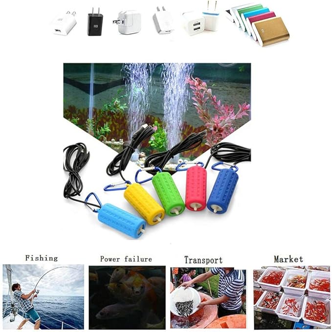 Ochine Aquarium Air Pump Portable Ultra Quiet Aquarium Air Pumps Mini USB Oxygen Fish Air Pump Hydroponic Oxygen Mute Energy Saving Supplies with Accessories for Fish Tank