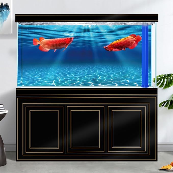 Natural Undersea Aquarium Background, Underwater Ocean Sunlight Fish Tank Background 24X12IN with 8 EVA Double-Sided Tape