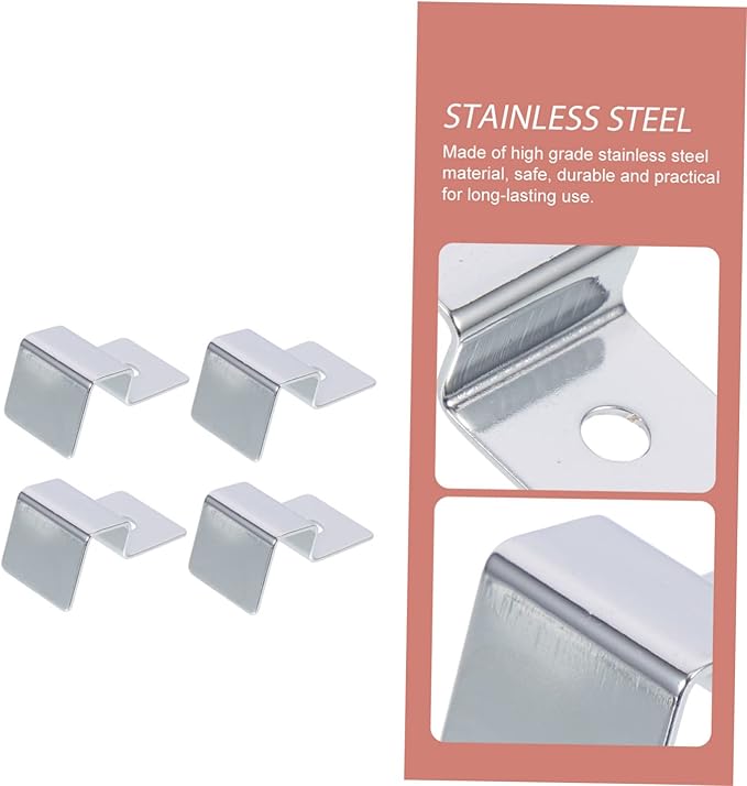 BESPORTBLE 12pcs Stainless Steel Fish Tank Lid Support Clips Aquarium Glass Cover Holders for Easy Installation and Secure Support of Fish Tank Lids