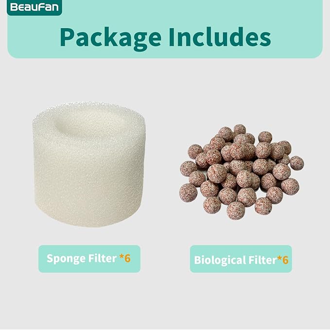Filtration Tank Filter Replacement for Atlantis Aqua Aqua-55 20 Gallon Fish Tank Filter up to 55 Gallons & 55 Gallon Fish Tank Filter, 6 Pack Sponge Filters and 6 Pack Ceramic Media Balls