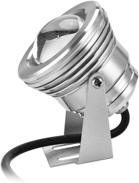 Fdit Remote Control Submersible Spotlight, 12V 10W RGB LED, IP-65, Aluminum, Silver, for Fish Pool Garden Aquarium