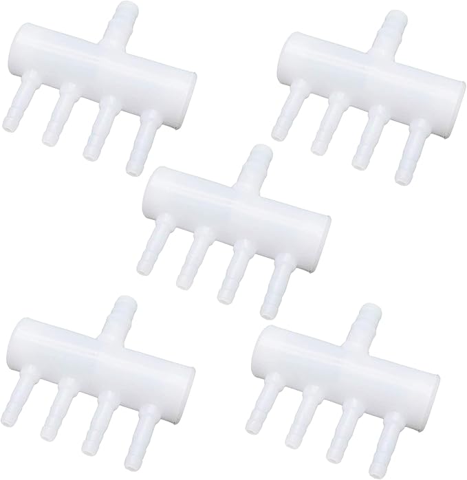 Xiaoyztan 5 Pcs Aquarium 4-Way Air Line Plastic Splitter Air Pump Tubing Connector for Air Flow Diffusion