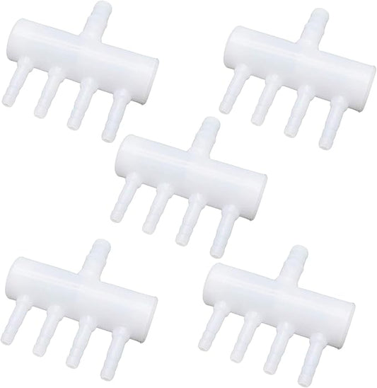 Xiaoyztan 5 Pcs Aquarium 4-Way Air Line Plastic Splitter Air Pump Tubing Connector for Air Flow Diffusion