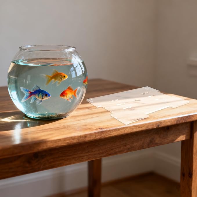 Clear Fish Tank Lid - 7.8x5.9Inch Acrylic Anti Jumping Aquarium Cover with Hole - Transparent Top Hood Grid Panel for Turtles Reptiles Shrimp Jump
