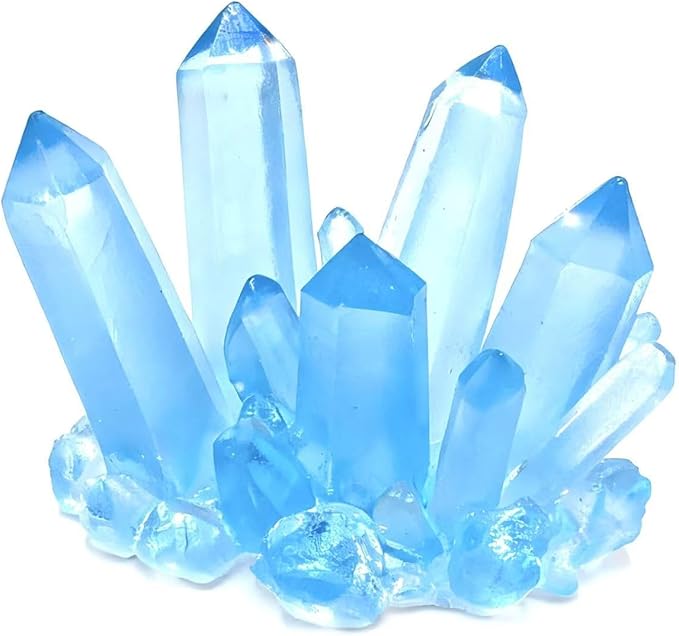 Small Fish Tank Decor Artificial Crystals Aquarium Betta Fish Tank Decorations Mini Crystal Ornaments Resin Accessories (Light Blue)