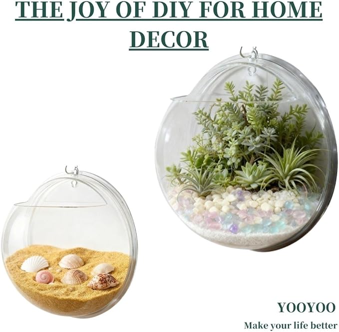 Creative Acrylic Hanging Wall Mounted Fish Tank, Hanging Bowl for Water Plants, Wall Fish Bubble Tank, Hydroponic Air Plant Flower Pot, Mini Aquarium Planter, Home Decor, Fake Plants Nail Stone Etc